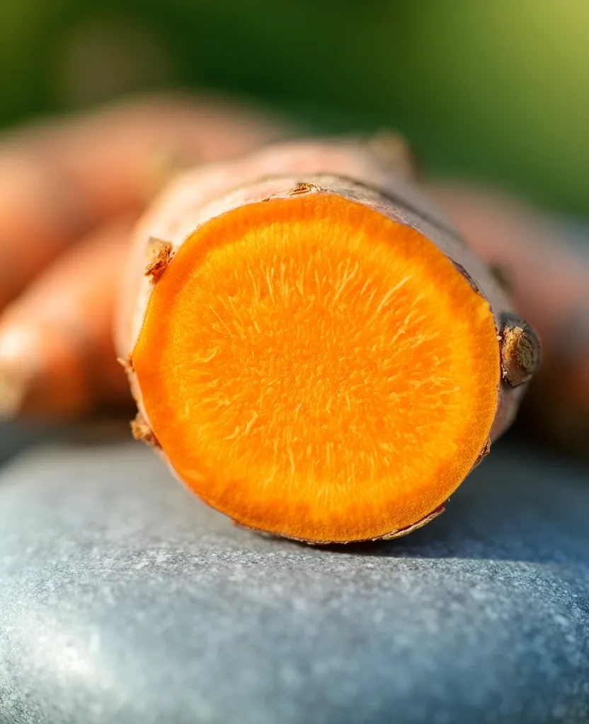 Botanical detail of raw turmeric